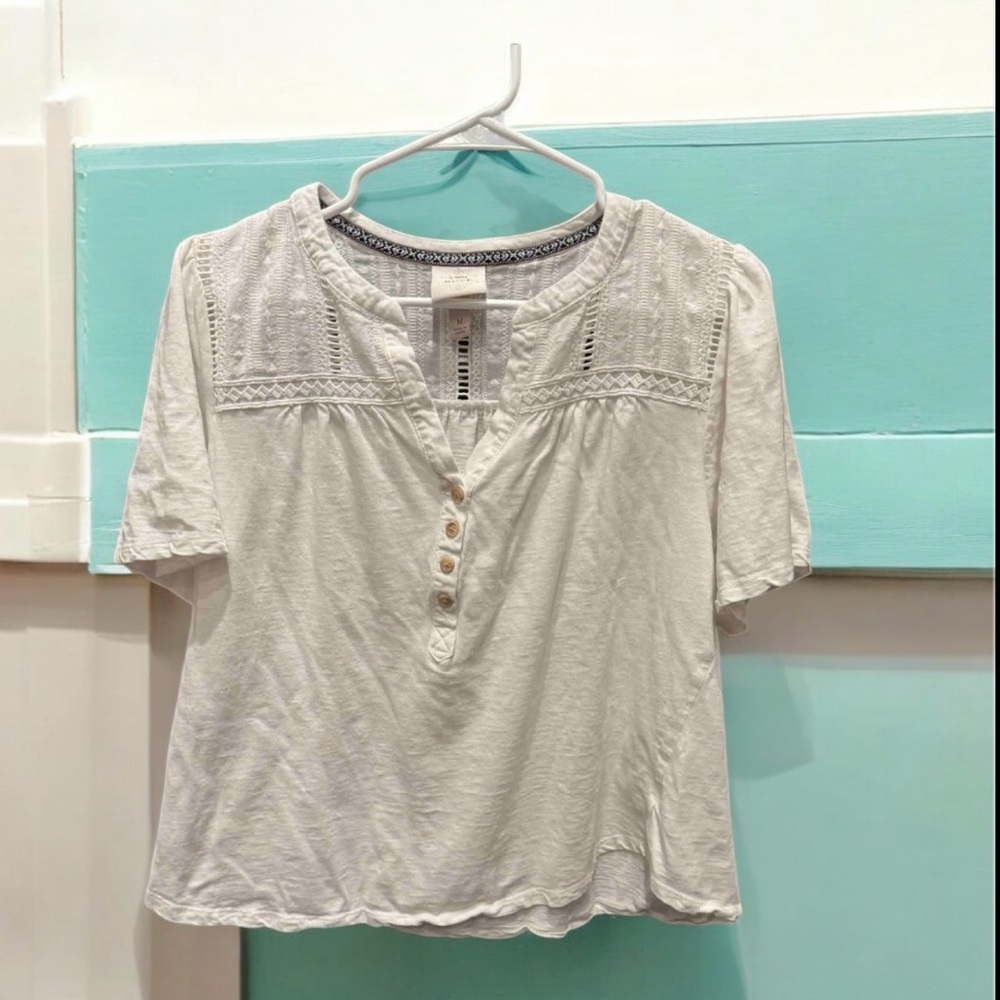 Knox Rose Cream Button-Front Blouse MEDIUM